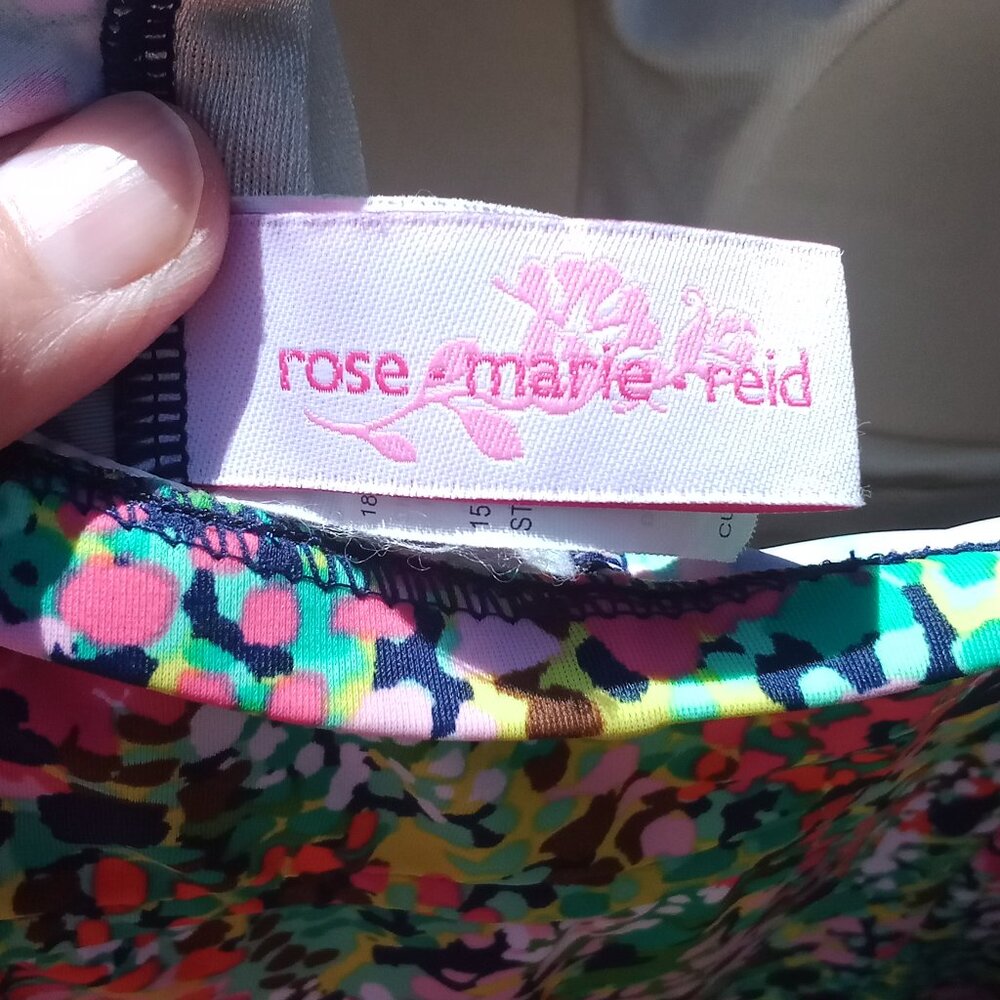Rose Marie Reid Swimsuit One Piece Modest Print Size 12 Multicolor Padded - Picture 12 of 14
